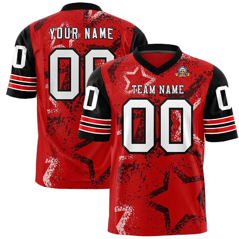 Custom Black Royal-White Personalized Star Pattern Design Authentic Football Jersey Earthy Men's Hemp