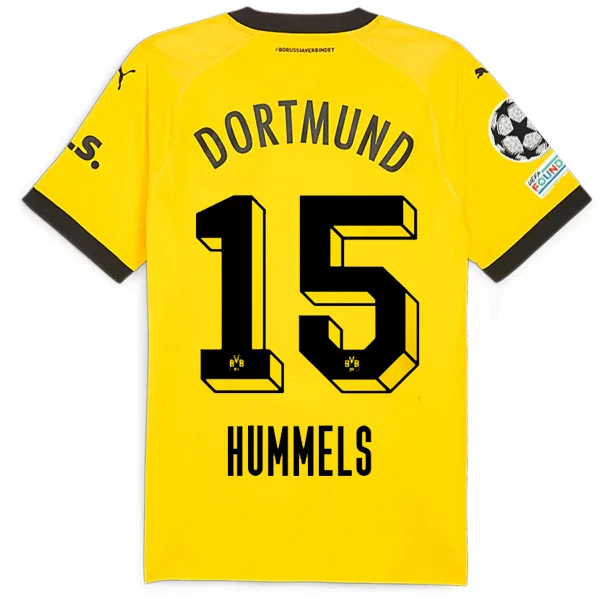 Puma Borussia Dortmund Authentic Mats Hummels Home Jersey w/ Champions League Patches 23/24 (Cyber Yellow/Puma Black) Dapper Men's 1920S