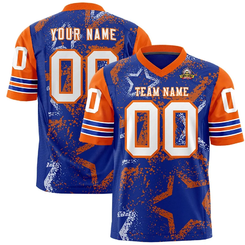 Custom Royal Gold-White Personalized Star Pattern Design Authentic Football Jersey Unique Men's Upcycled