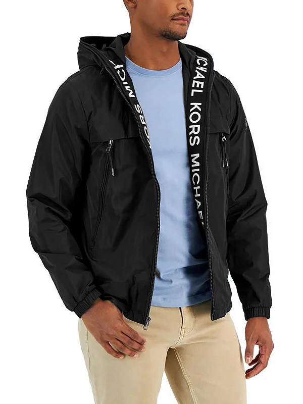 Mens Logo Short Windbreaker Jacket Cozy Men's Winter