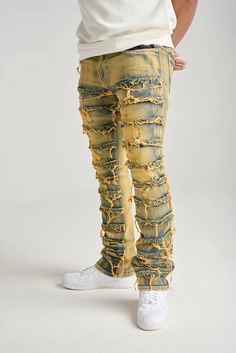 Spark Premium Stretch Stacked Jean (Taupe) Edgy Men's Punk