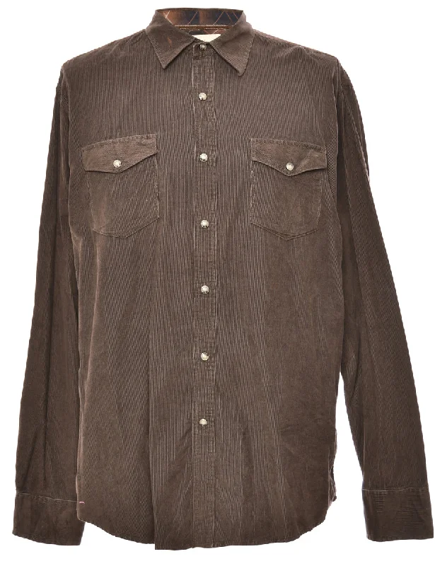 Corduroy Dark Brown Shirt - XL Trendy Men's Oversized