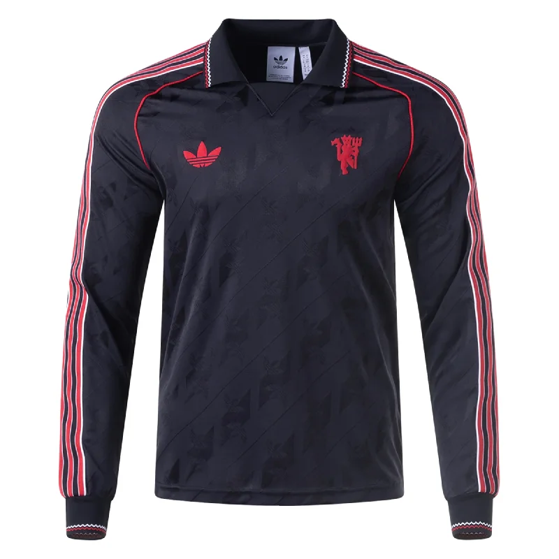 adidas Manchester United Lifestyler Long Sleeve Jersey 24/25 (Black/Red) Business