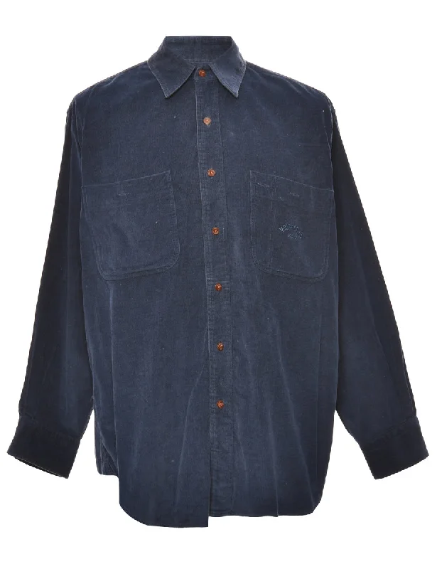 Corduroy Navy Shirt - L Dapper Men's 1920S