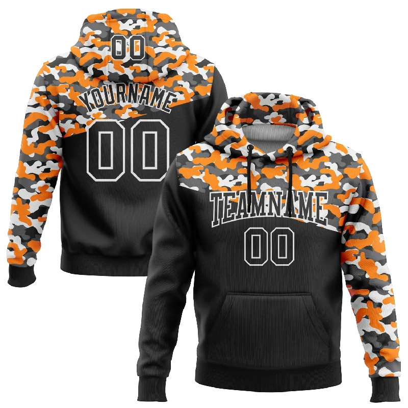 Custom Stitched Camo Black Bay Orange-Steel Gray 3D Sports Pullover Sweatshirt Salute To Service Hoodie Beach