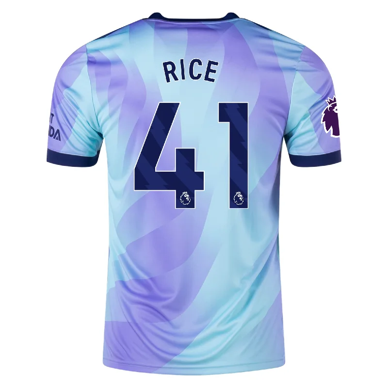 adidas Arsenal Declan Rice Third Jersey w/ EPL Patch 24/25 (Clear Aqua/Light Flash Purple) Tough Men's Tactical