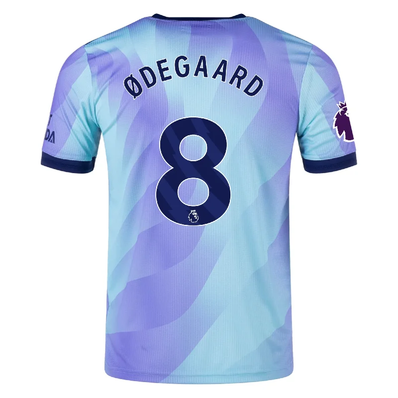 adidas Arsenal Authentic Martin Odegaard Third Jersey w/ EPL Patch 24/25 (Clear Aqua/Light Flash Purple) Cozy Men's Sherpa