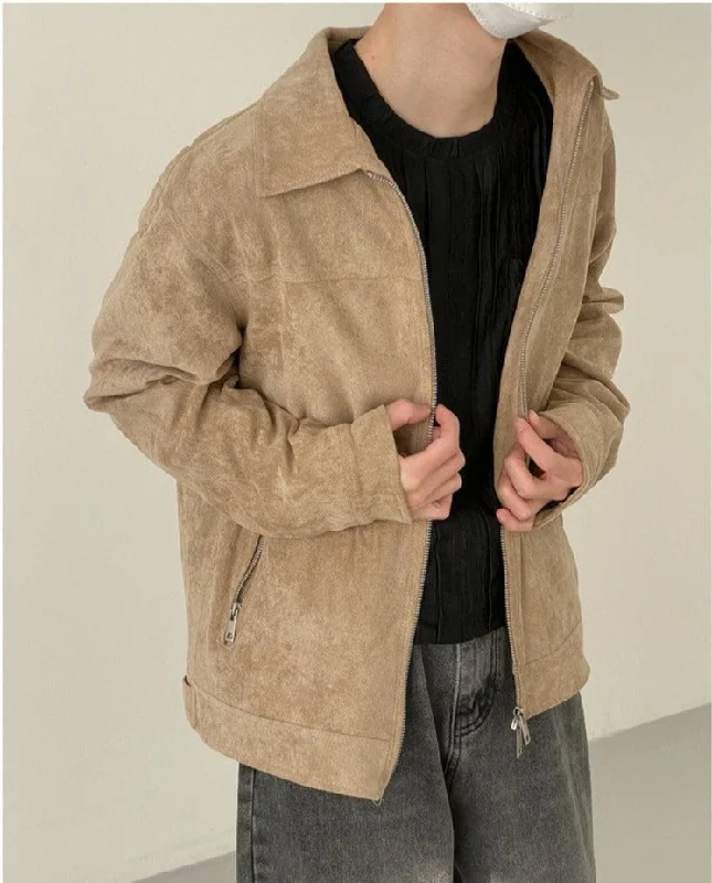 Suede Lapel Casual Jacket Cozy Men's Sherpa