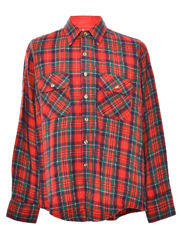 Long Sleeved Red Checked Shirt - L Sophisticated Men's French