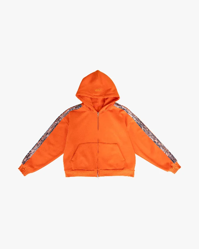 REAL CAMO STRIPED ZIP UP HOODIE - ORANGE Laid