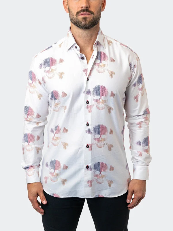 Maceoo Stretch Shirt | Fibonacci SkullMatrix 14 White Practical Men's Multi