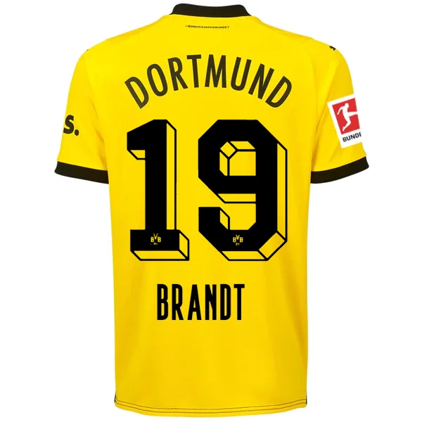 Puma Borussia Dortmund Julian Brandt Home Jersey w/ Bundesliga Patch 23/24 (Cyber Yellow/Puma Black) Artistic Men's Hand