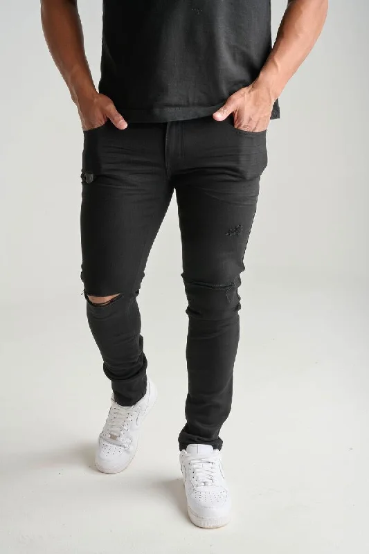 Spark Ripped Twill Jean (Jet Black) Dynamic Men's High