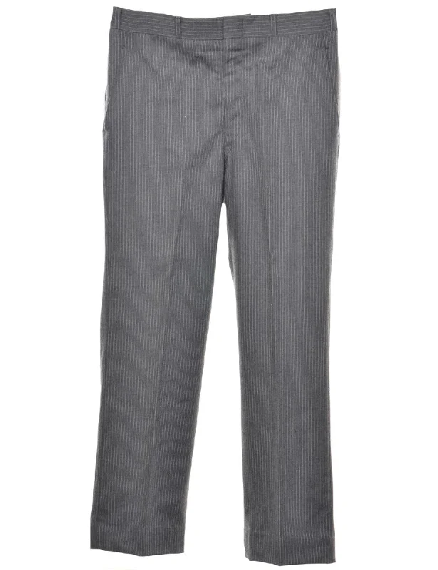 Pinstriped Grey Trousers - W35 L30 Dynamic Men's Glow