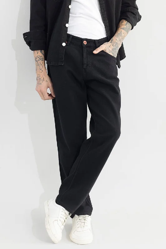 Riotous Black Baggy Fit Jeans Sharp Men's Italian