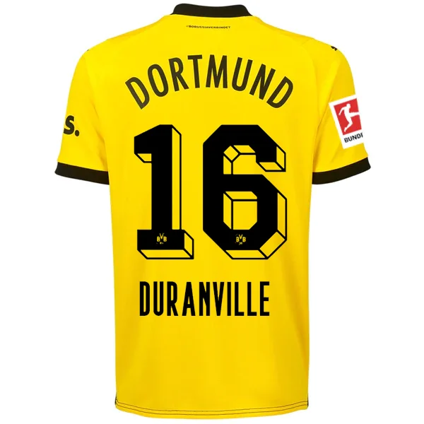 Puma Borussia Dortmund Duranville Home Jersey w/ Bundesliga Patch 23/24 (Cyber Yellow/Puma Black) Laid