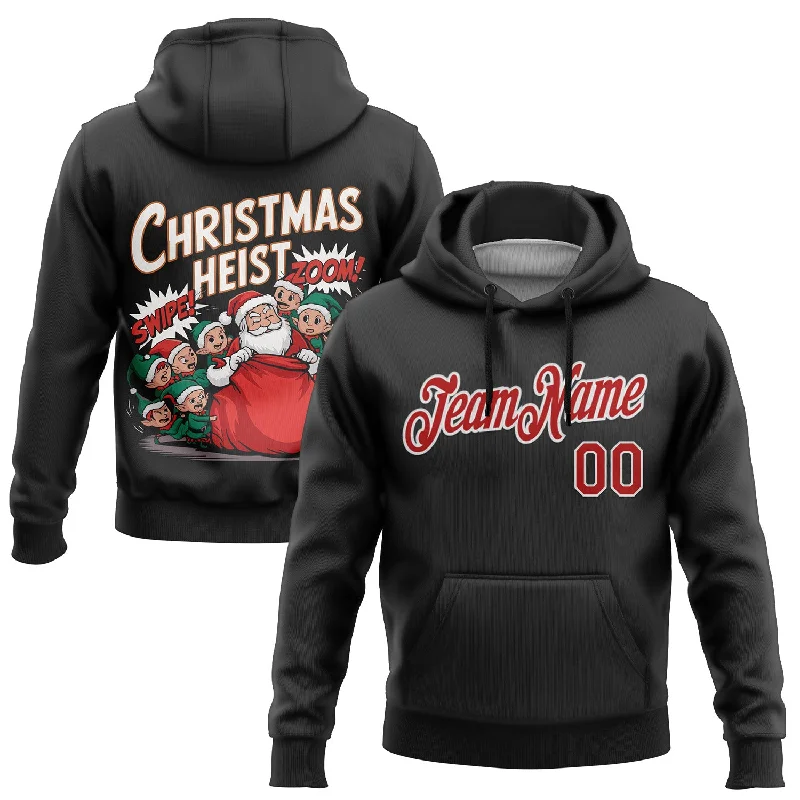 Custom Stitched Black Red-White Funny Christmas 3D Sports Pullover Sweatshirt Hoodie Edgy Men's Punk