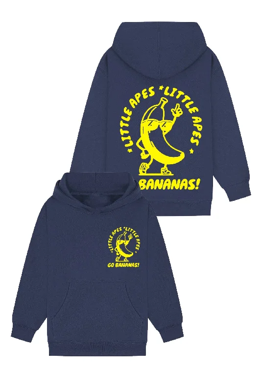 Little Apes Go Bananas! Hoodie - Navy Trendy Men's Oversized