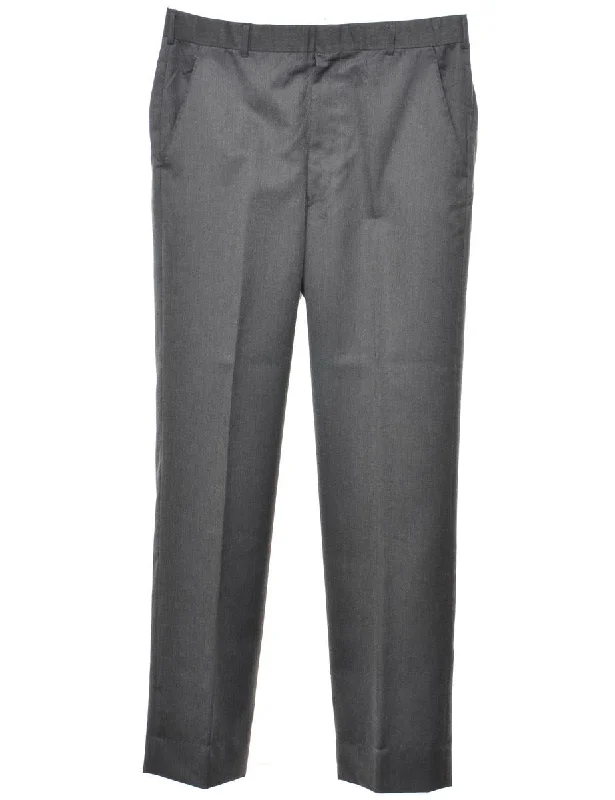 Dark Grey Straight-Leg Trousers - W34 L33 Dapper Men's 1920S