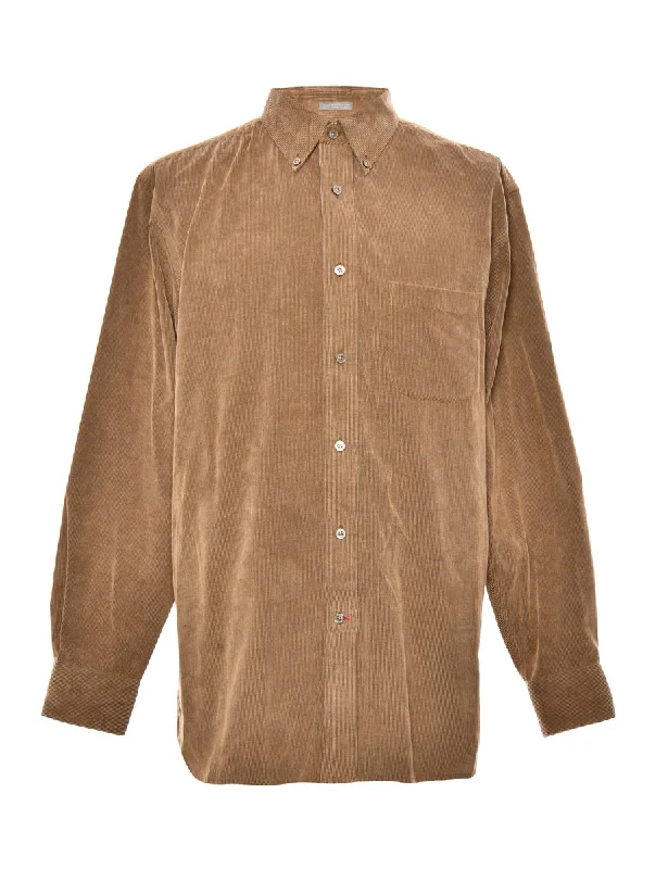 Corduroy Brown Shirt - M Modern Men's Geometric