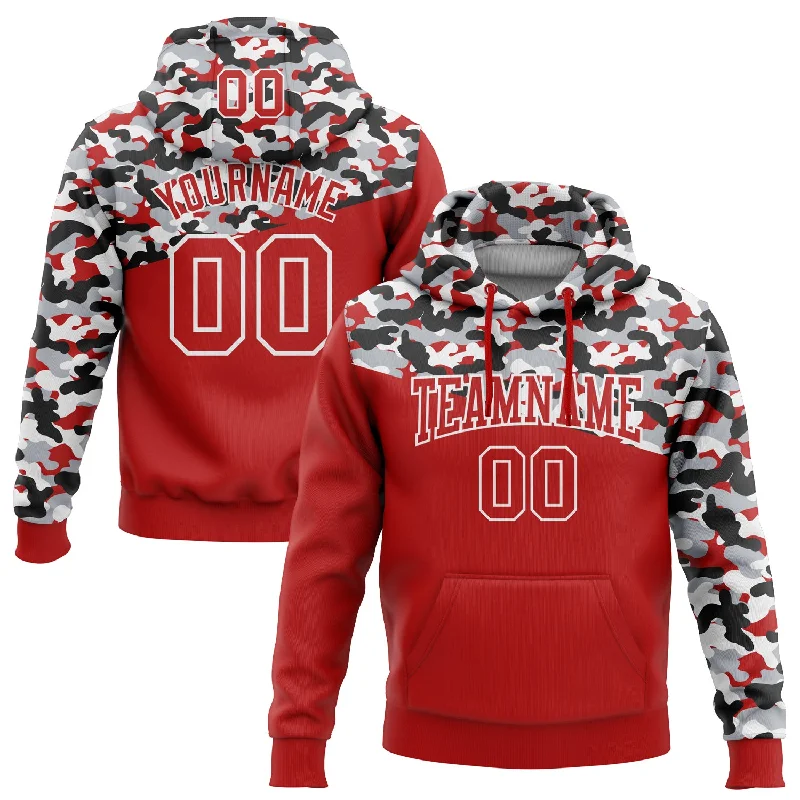 Custom Stitched Camo Red Black-Gray 3D Sports Pullover Sweatshirt Salute To Service Hoodie Streetwear Style