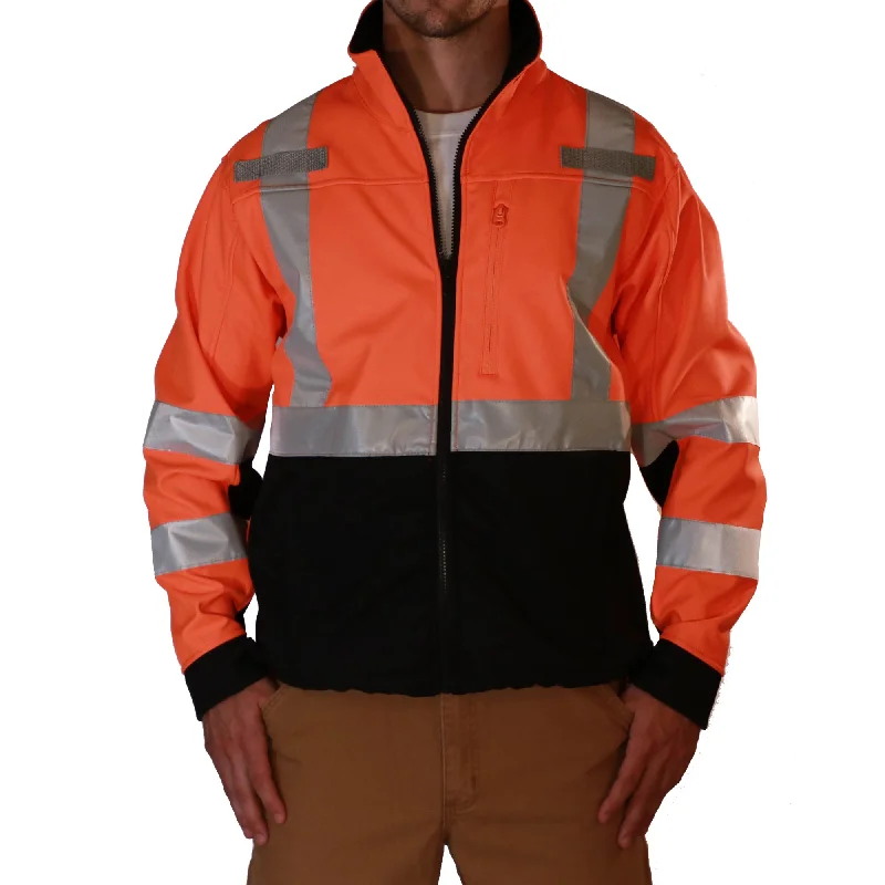 2W International Men's Class 3 Hi-Vis Soft Shell Jacket_Hi-Vis Orange Lumberjack