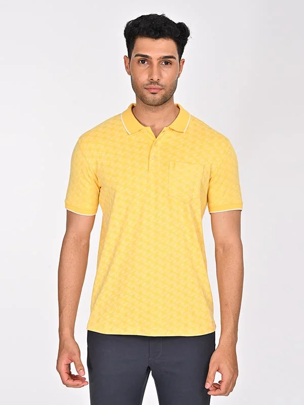 Men Printed Polo T-Shirt Laid