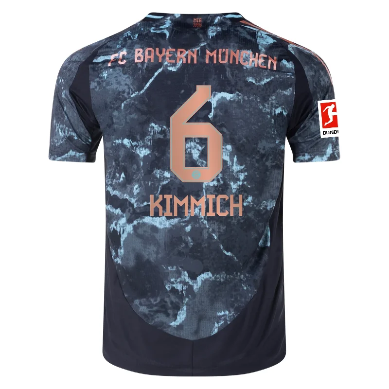 adidas Bayern Munich Authentic Joshua Kimmich Away Jersey w/ Bundesliga Patch 24/25 (Black/Copper/Blue) Masculine Men's 