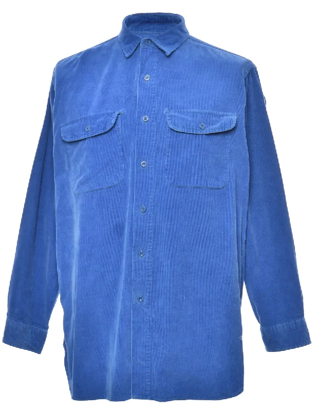 Blue Corduroy Shirt - L Sleek Men's Metallic