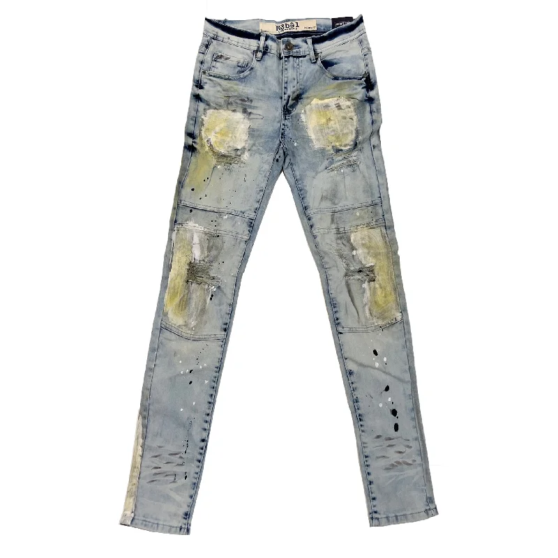 R3bel Biker Paint Jean (Ice Blue) Refined Men's Hand