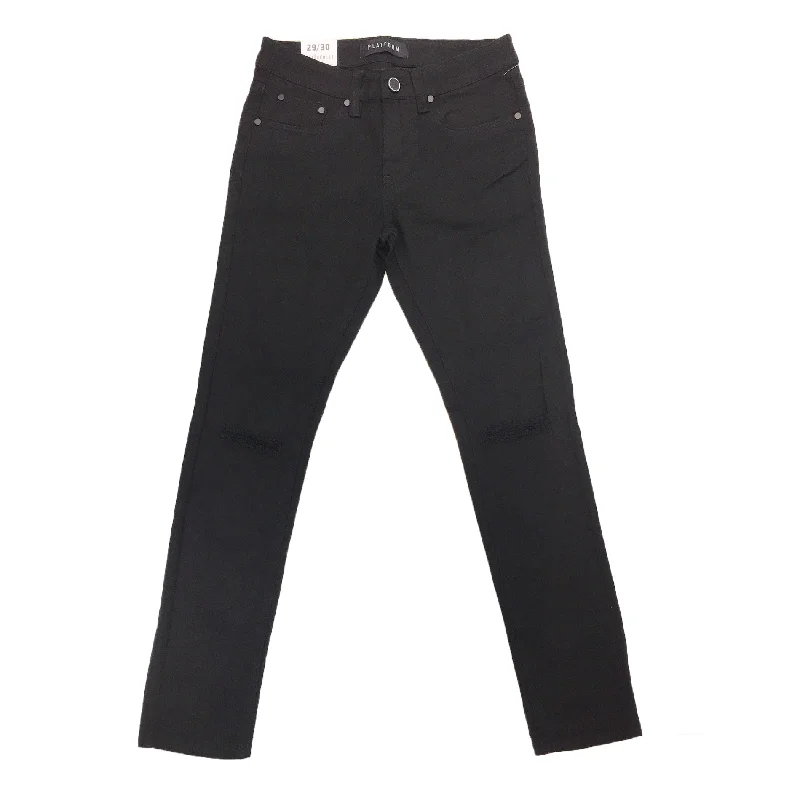 Platform Skinny Ripped Jean (Jet Black) Polished Men's Silk