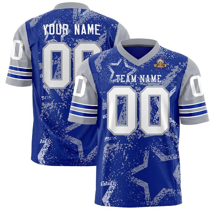 Custom Royal Black-White Personalized Star Pattern Design Authentic Football Jersey Elegant Men's Cashmere