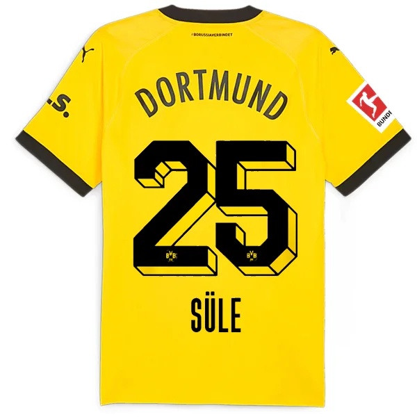 Puma Borussia Dortmund Authentic Sule Home Jersey w/ Bundesliga Patch 23/24 (Cyber Yellow/Puma Black) Polished Men's Satin