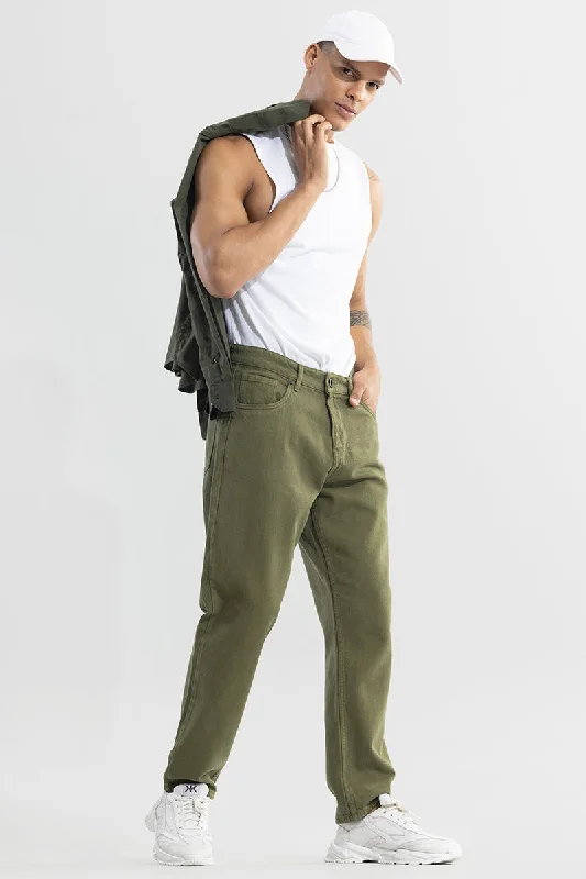 Riotous Olive Baggy Fit Jeans Tough Men's Military