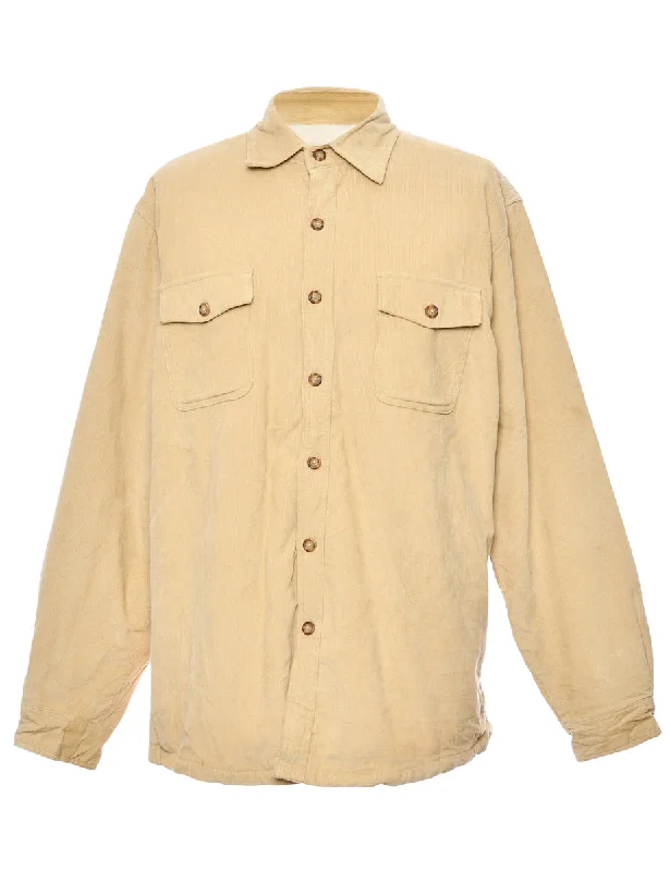 Beige Fur Lined Corduroy Shirt - L Sporty Men's Tennis