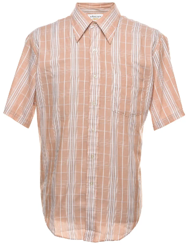 Light Brown Checked Shirt - L Vacation