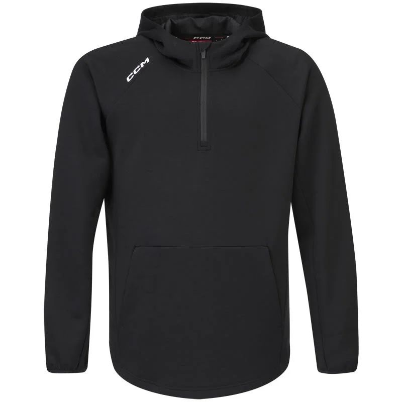 CCM Premium Tech Fleece Black 1/4 Zip Hoodie Laid