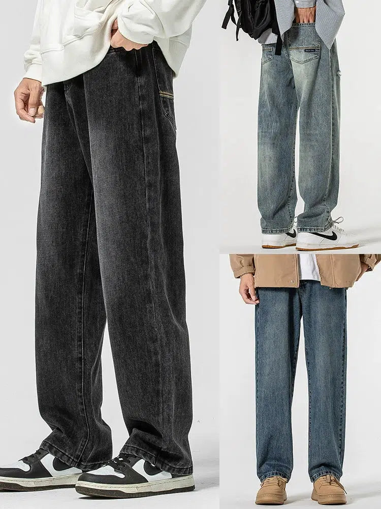 Loose Fit Denim Pants Luxurious Men's High