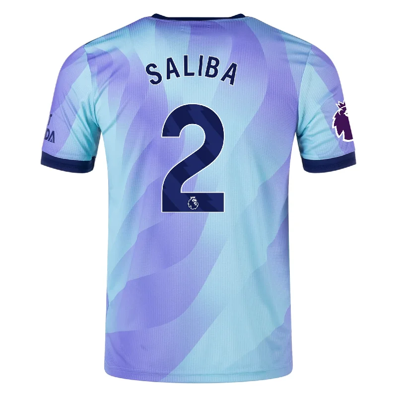 adidas Arsenal Authentic William Saliba Third Jersey w/ EPL Patch 24/25 (Clear Aqua/Light Flash Purple) Beach