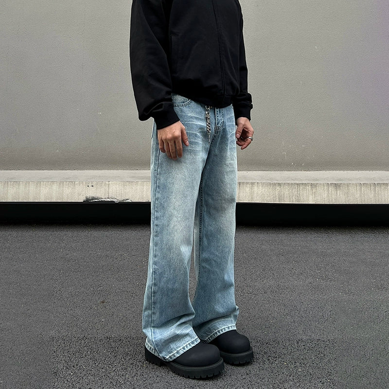 Washed Wide-Leg Denim Pants Modern Men's 