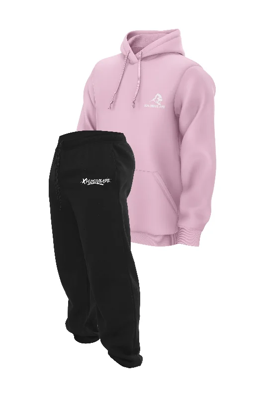 XAPE Desolate Joggers & Essential Hoodie Combo - Black/Light Pink Masculine Men's 