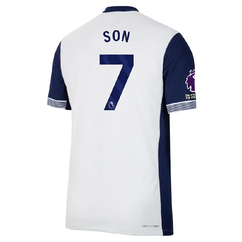 Nike Tottenham Authentic Son Heung-min Home Jersey w/ EPL + No Room For Racism Patches 24/25 (White/Binary Blue) Cozy Men's Winter