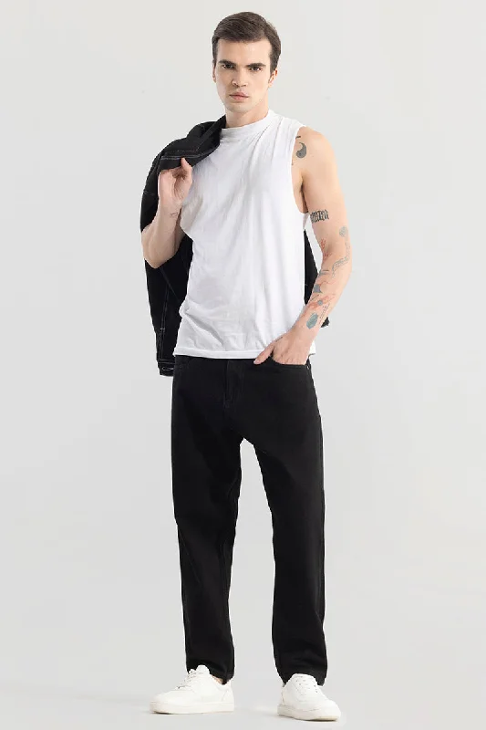 ShadowTwill Black Baggy Jeans Minimalist Men's Casual 