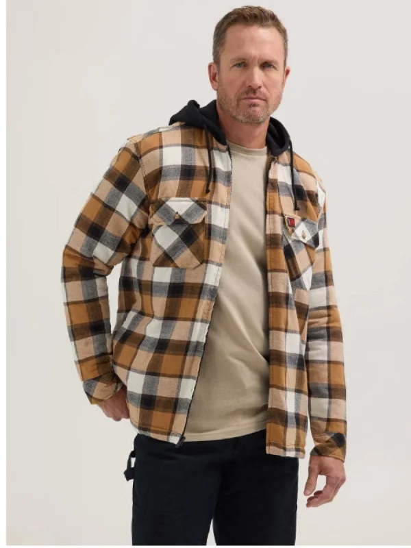 Wrangler RIGGS Men's Flannel Relaxed Fit Hooded Full-Zip Jacket Sophisticated Men's French