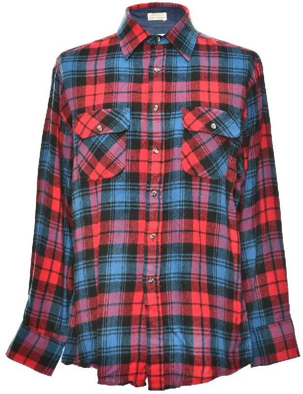 Long Sleeved Red Checked Shirt - L Dynamic Men's High