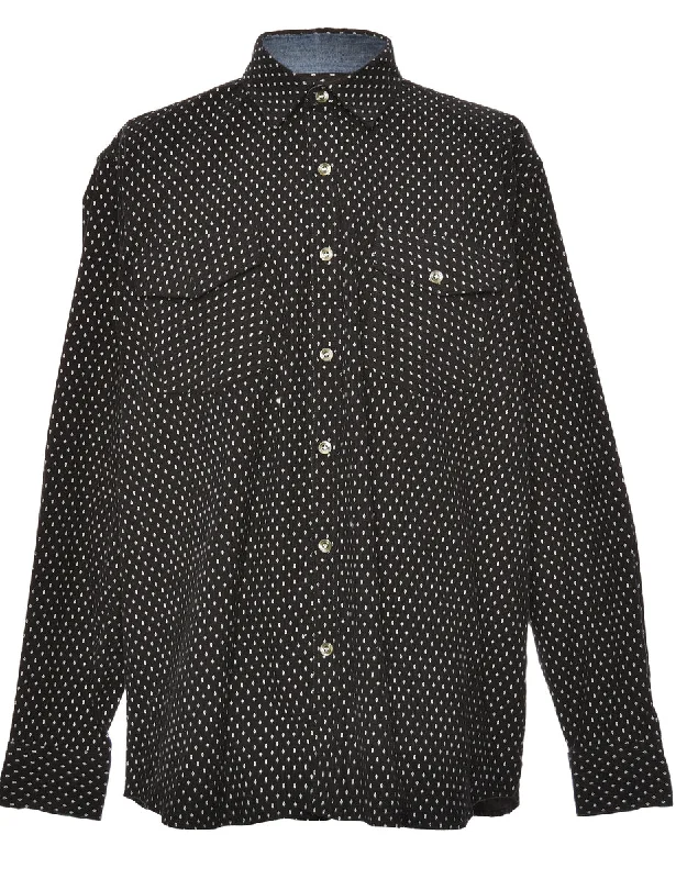 Corduroy Black & White Patterned Shirt - XL Refined Men's Classic 