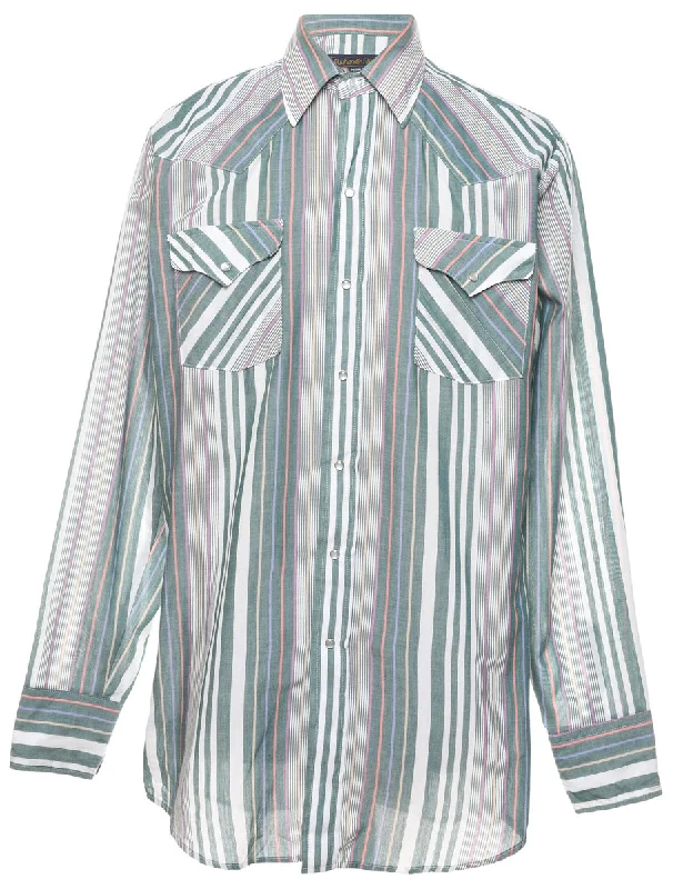 Striped Western Shirt - M Beach