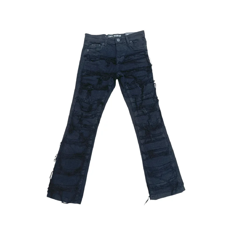 Spark Boy's Ripped Stacked Jean (Jet Black) Laid