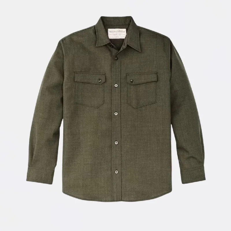 Worsted Wool Guide Shirt (Forest Green Heather) Masculine Men's Thick