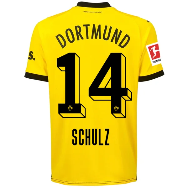 Puma Borussia Dortmund Schulz Home Jersey w/ Bundesliga Patch 23/24 (Cyber Yellow/Puma Black) Rugged Men's Outdoor 